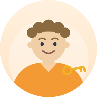 Illustration of a homeowner holding keys while selling a condominium